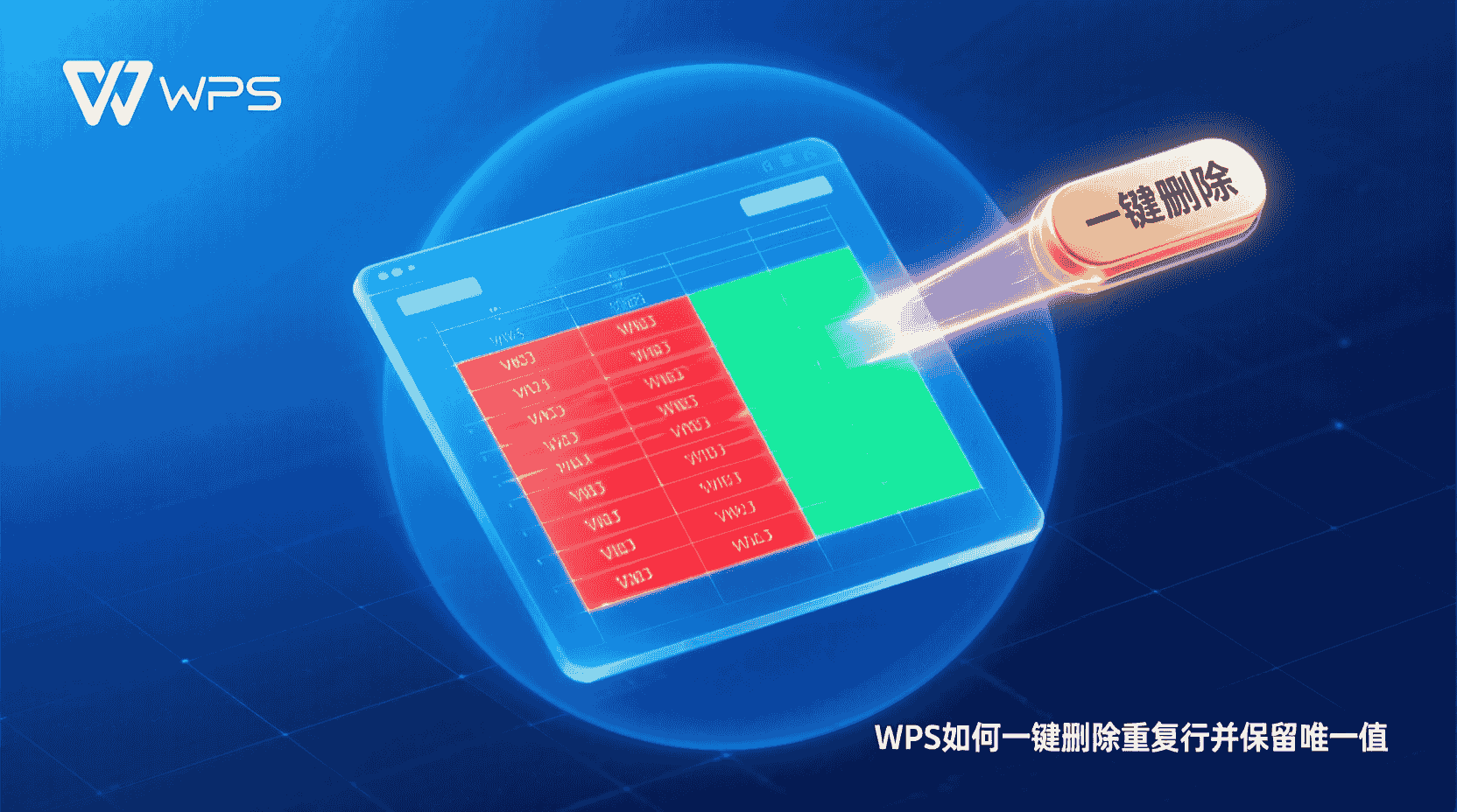WPS如何批量删除重复行, WPS表格去重保留唯一值, WPS删除重复项怎么用, WPS去重后数据排序不变的方法, WPS大数据量去重速度优化, WPS重复行删除常见错误排查, WPS表格去重与Excel有什么区别